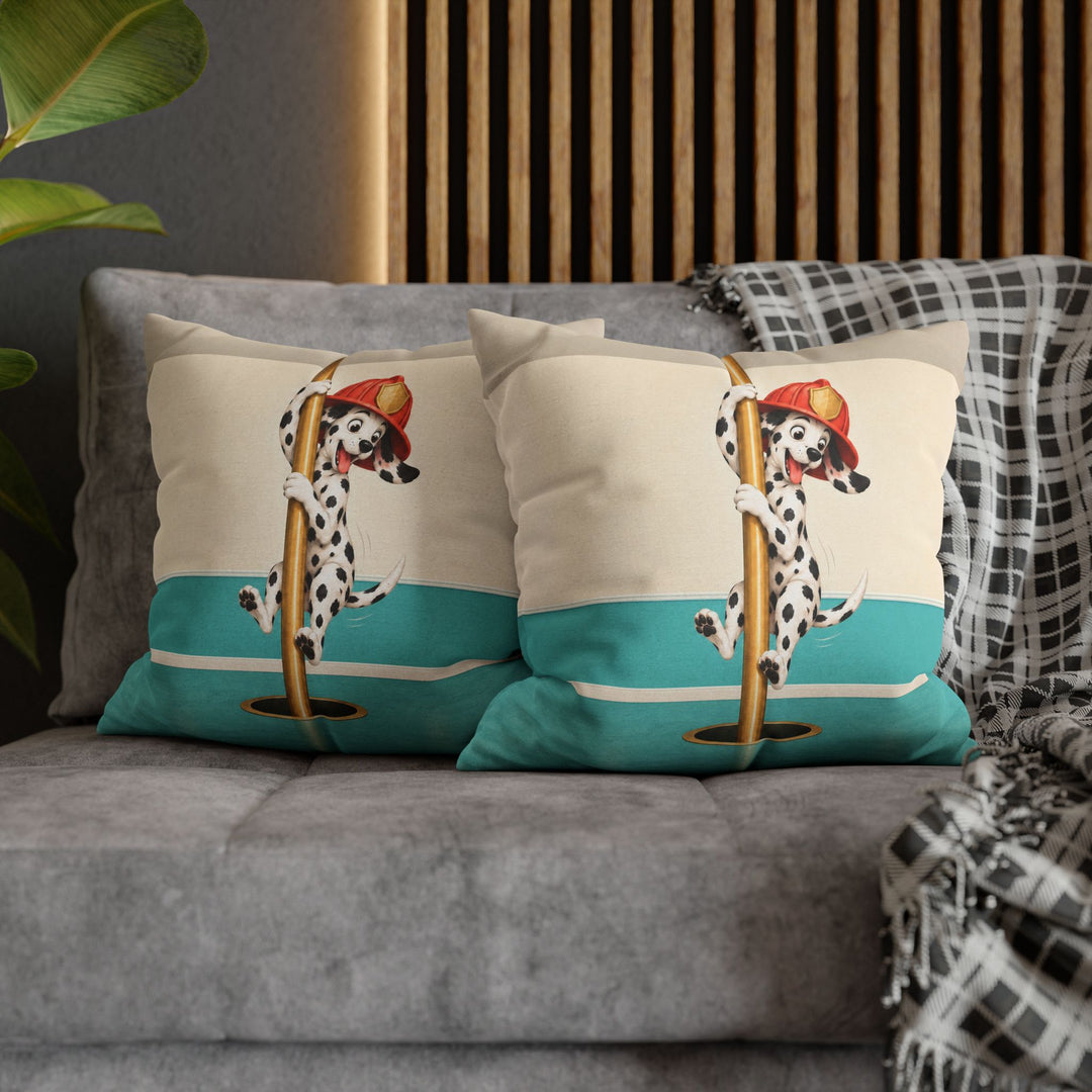 Station Dog – Firefighter Wall Art with a Dalmatian on the Pole – Pillow / Cover