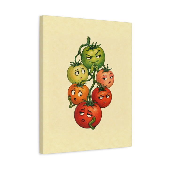 Tomato Drama – Funny Kitchen Art with a Vine at Every Ripeness – Canvas / Framed Canvas