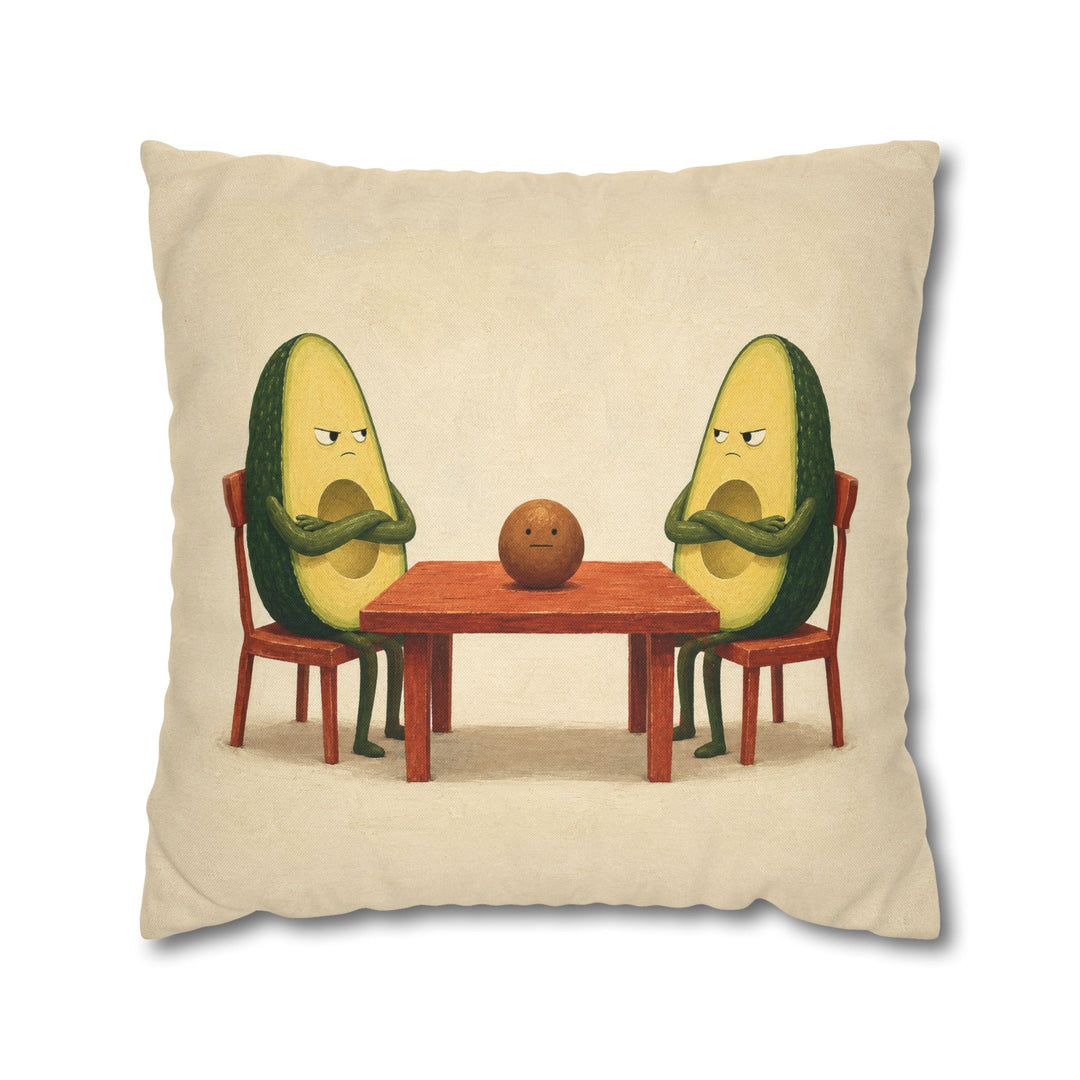 Avocado Custody – Funny Kitchen Art with Two Halves and One Pit – Pillow / Cover
