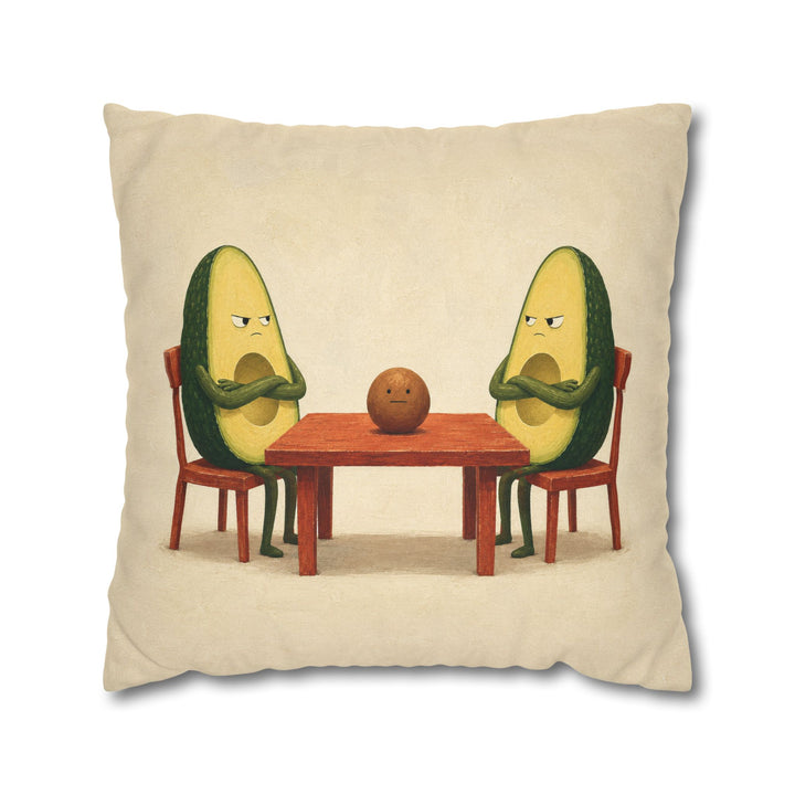 Avocado Custody – Funny Kitchen Art with Two Halves and One Pit – Pillow / Cover