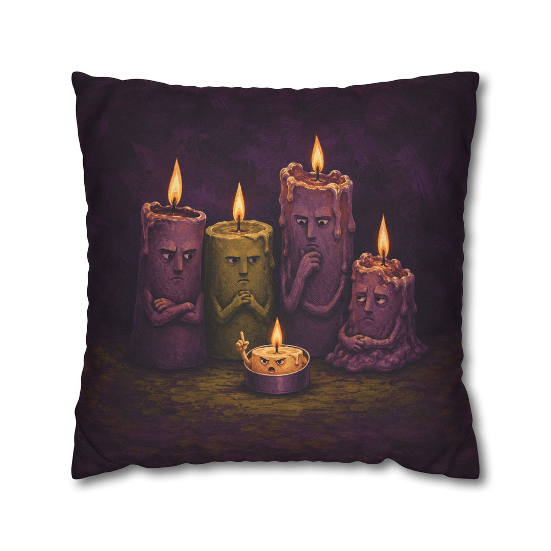 Candle Committee – Whimsigoth Decor with Five Candles in a Meeting – Pillow / Cover