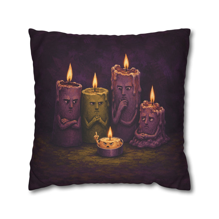 Candle Committee – Whimsigoth Decor with Five Candles in a Meeting – Pillow / Cover