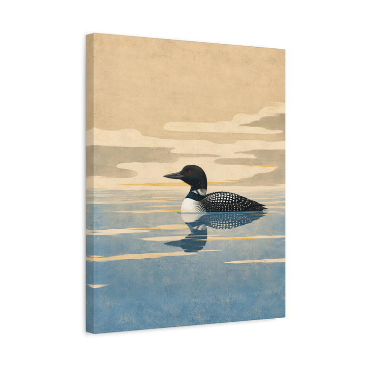 Loon Lake Morning – Lake House Wall Art with Glass Water and Mist – Canvas / Framed Canvas