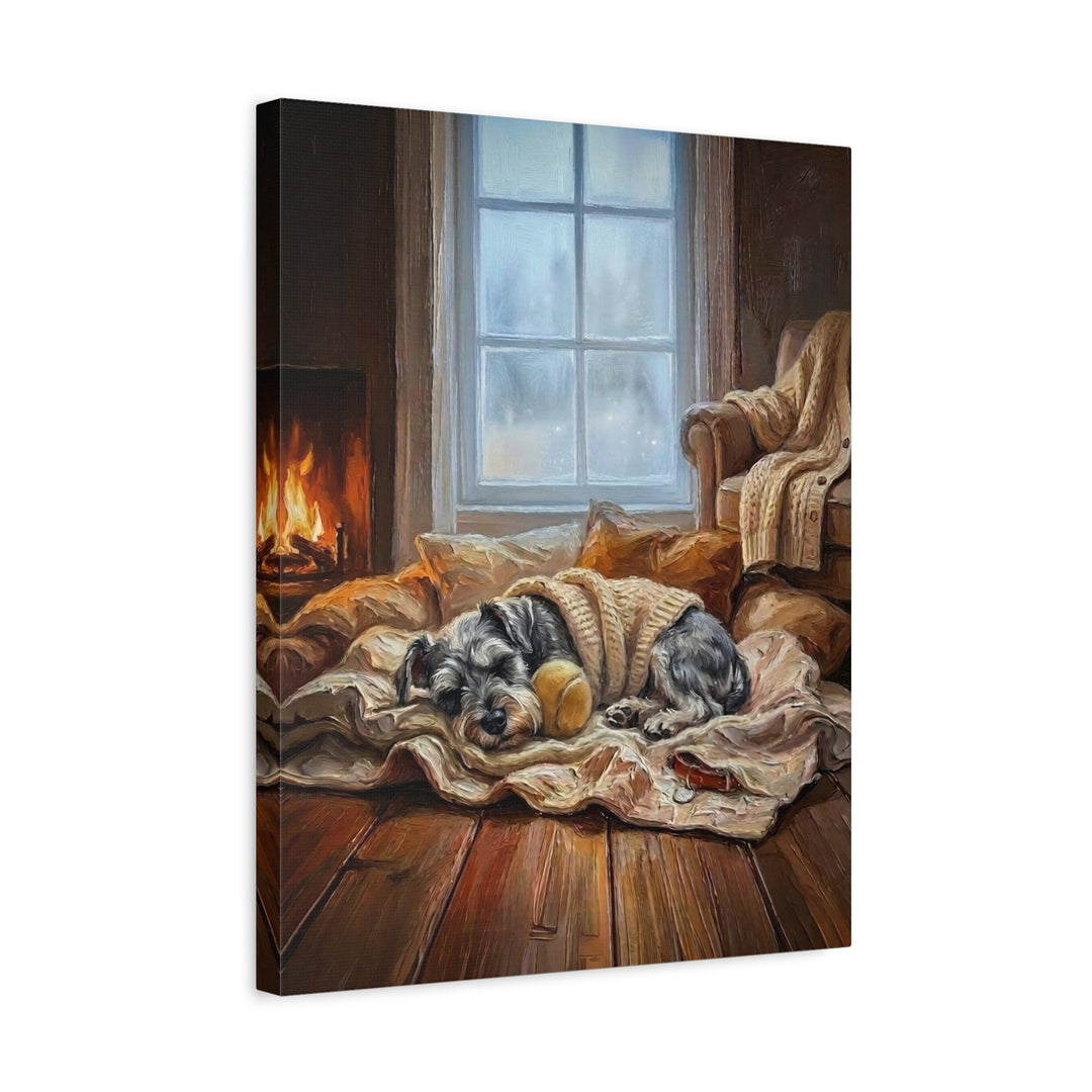 "Calm Memories" - Schnauzer Vertical Canvas - Dog Lover Wall Art