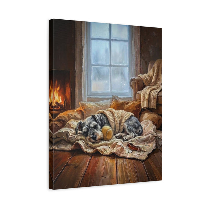 "Calm Memories" - Schnauzer Vertical Canvas - Dog Lover Wall Art