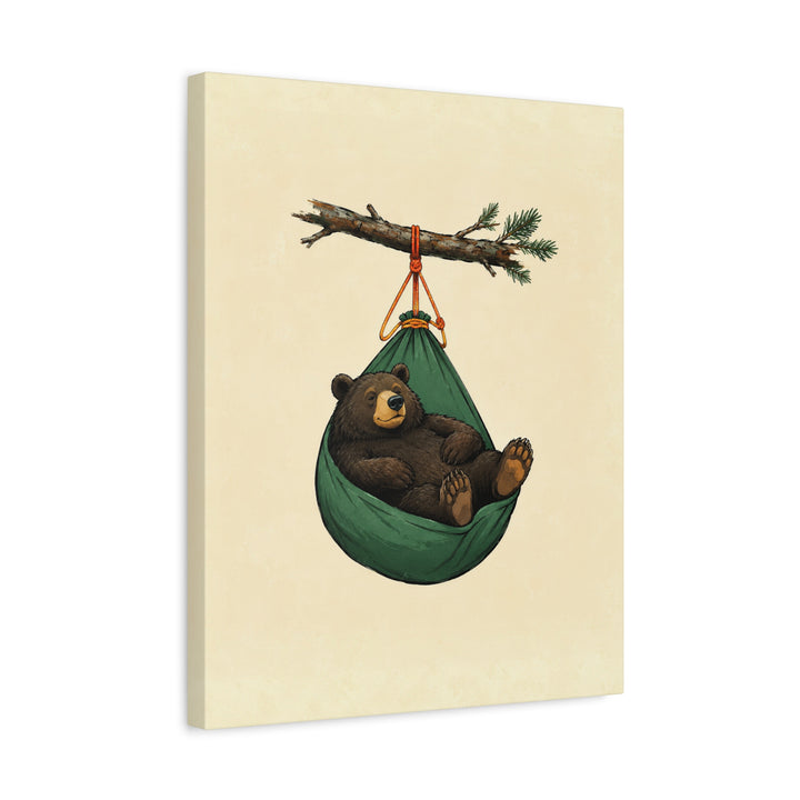 Bear Bag Fail – Bear Wall Art with a Hammock Swing on the Hoist – Canvas / Framed Canvas