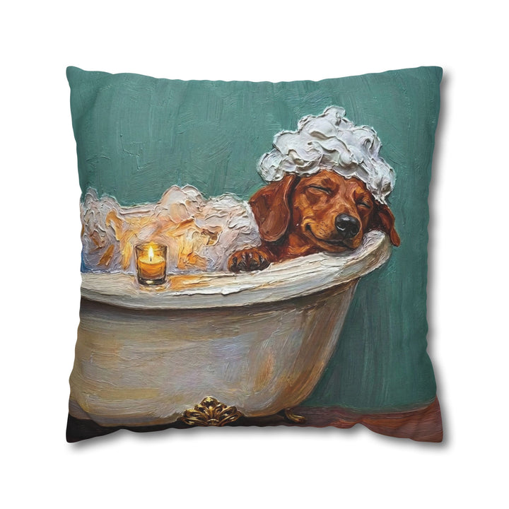 "Spa Day" - Dachshund Throw Pillow - Dog Lover Wall Art Home Decor