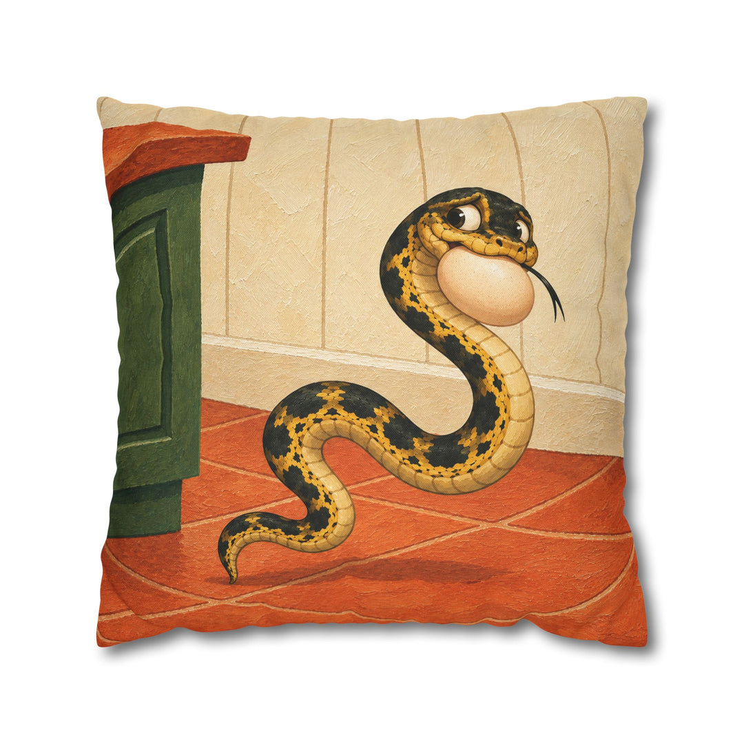 The Egg Heist – Funny Kitchen Art with a Snake and a Stolen Breakfast – Pillow / Cover