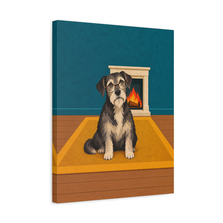 Old Soul – Dog Artwork with a Grey Muzzle by the Fireplace – Canvas / Framed Canvas