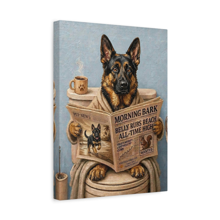 "Morning Business" - German Shepherd Vertical Canvas - Dog Lover Wall Art