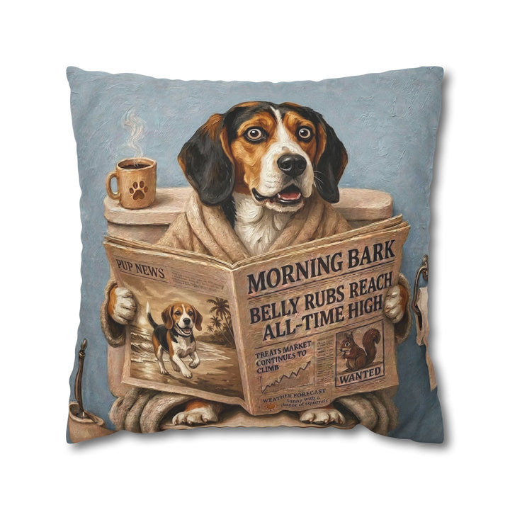 "Morning Business" - Beagle Throw Pillow - Dog Lover Home Decor