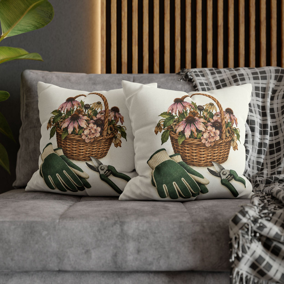 Deadheading Day – Garden Wall Art with Gloves Snips and Spent Blooms – Pillow / Cover