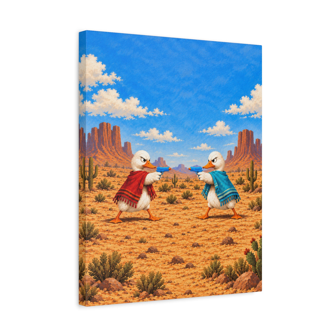 High Noon – Western Wall Art with a Gunslinger in a Tiny Poncho – Canvas / Framed Canvas
