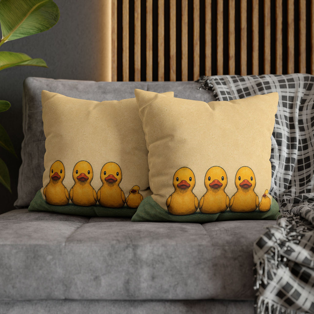 Rubber Duck Family Portrait – Funny Bathroom Wall Art with a Victorian Bath Toy Photo – Pillow / Cover