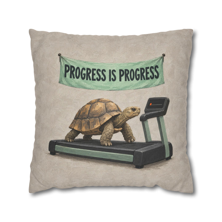 One Percent Slower – Gym Wall Art with a Tortoise on a Treadmill – Pillow / Cover