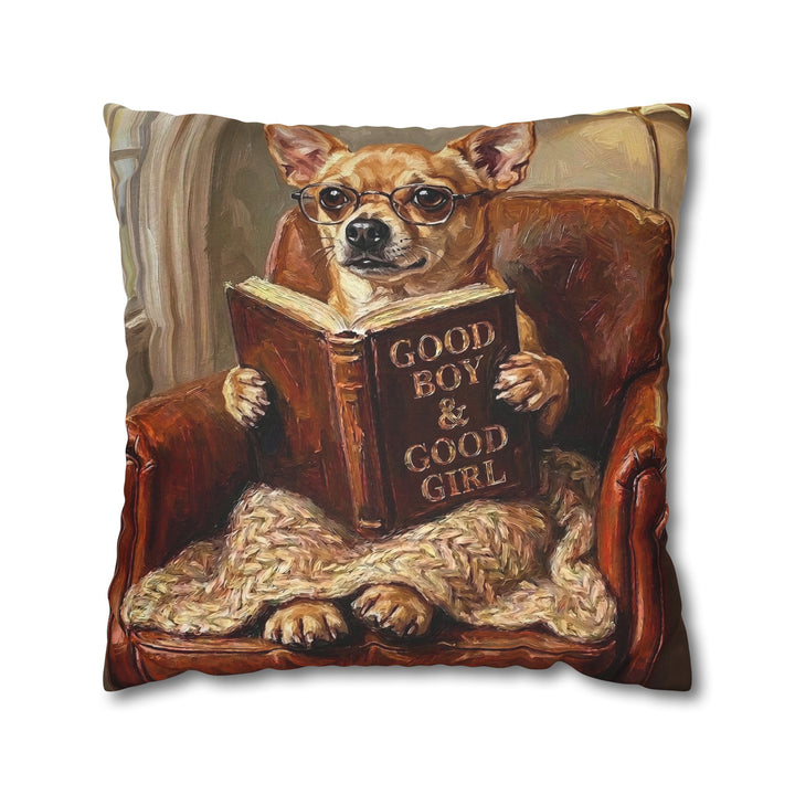 "Evening Read" - Chihuahua Throw Pillow - Dog Lover Home Decor