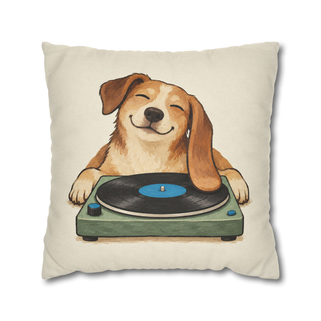 Side A – Vinyl Record Decor with an Ear on a Spinning Disc – Pillow / Cover