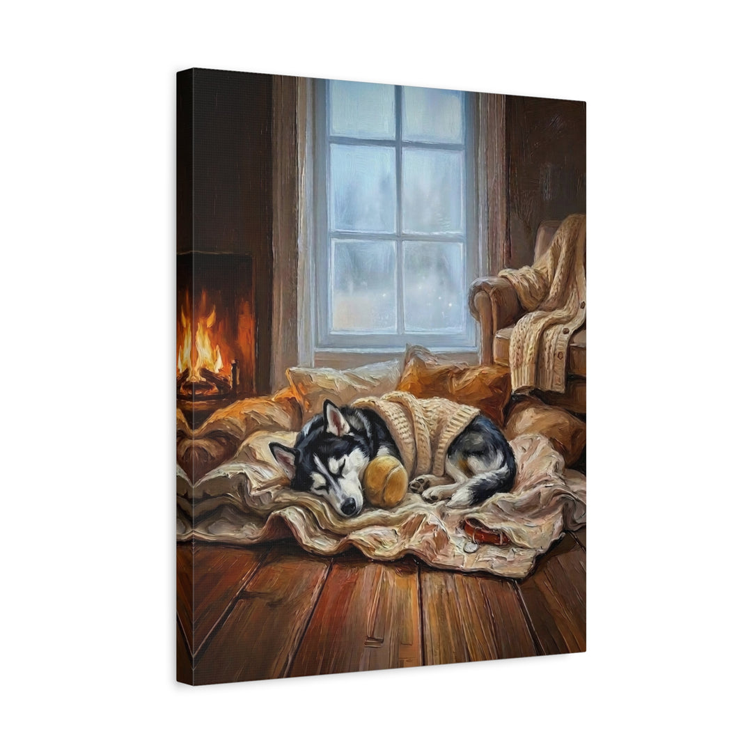 "Calm Memories" - Husky Vertical Canvas - Dog Lover Wall Art