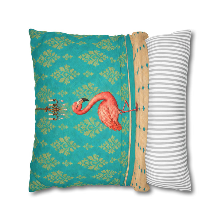 Powder Room Poser – Powder Room Art with a Flamingo and Chandelier – Pillow / Cover