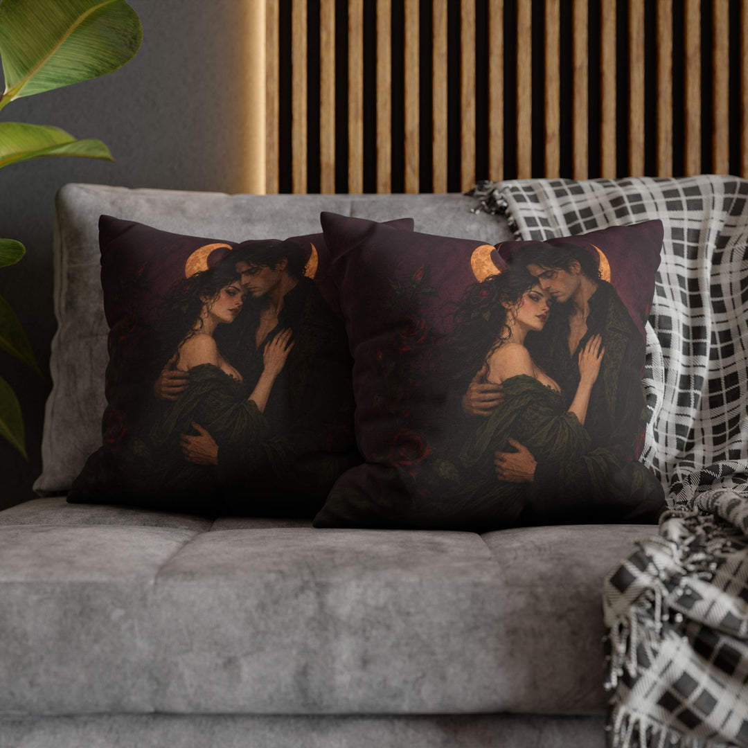 Gothic Lovers – Gothic Home Decor with a Couple Under a Crescent – Pillow / Cover