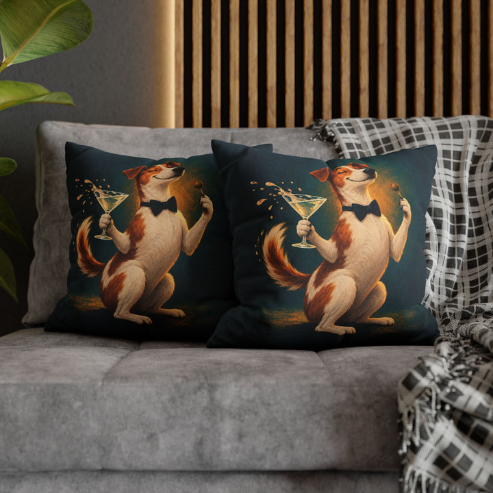 Dry Martini, Wet Nose – Cocktail Wall Art with a Speared Olive and a Paw – Pillow / Cover