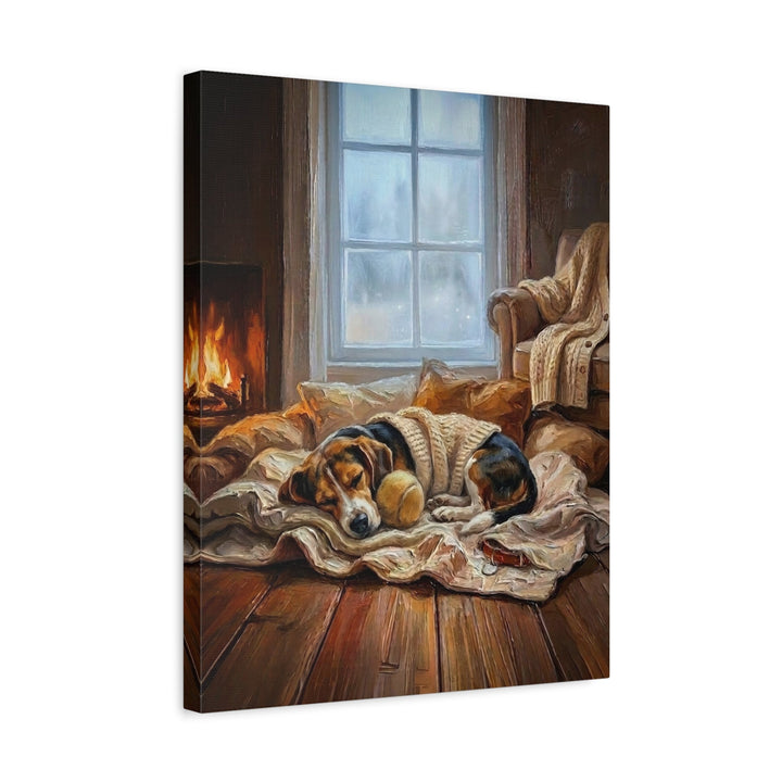 "Calm Memories" - Beagle Vertical Canvas - Dog Lover Wall Art