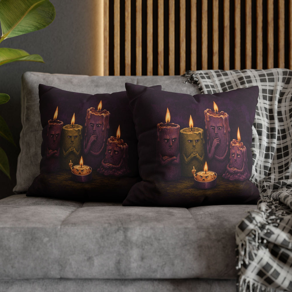 Candle Committee – Whimsigoth Decor with Five Candles in a Meeting – Pillow / Cover