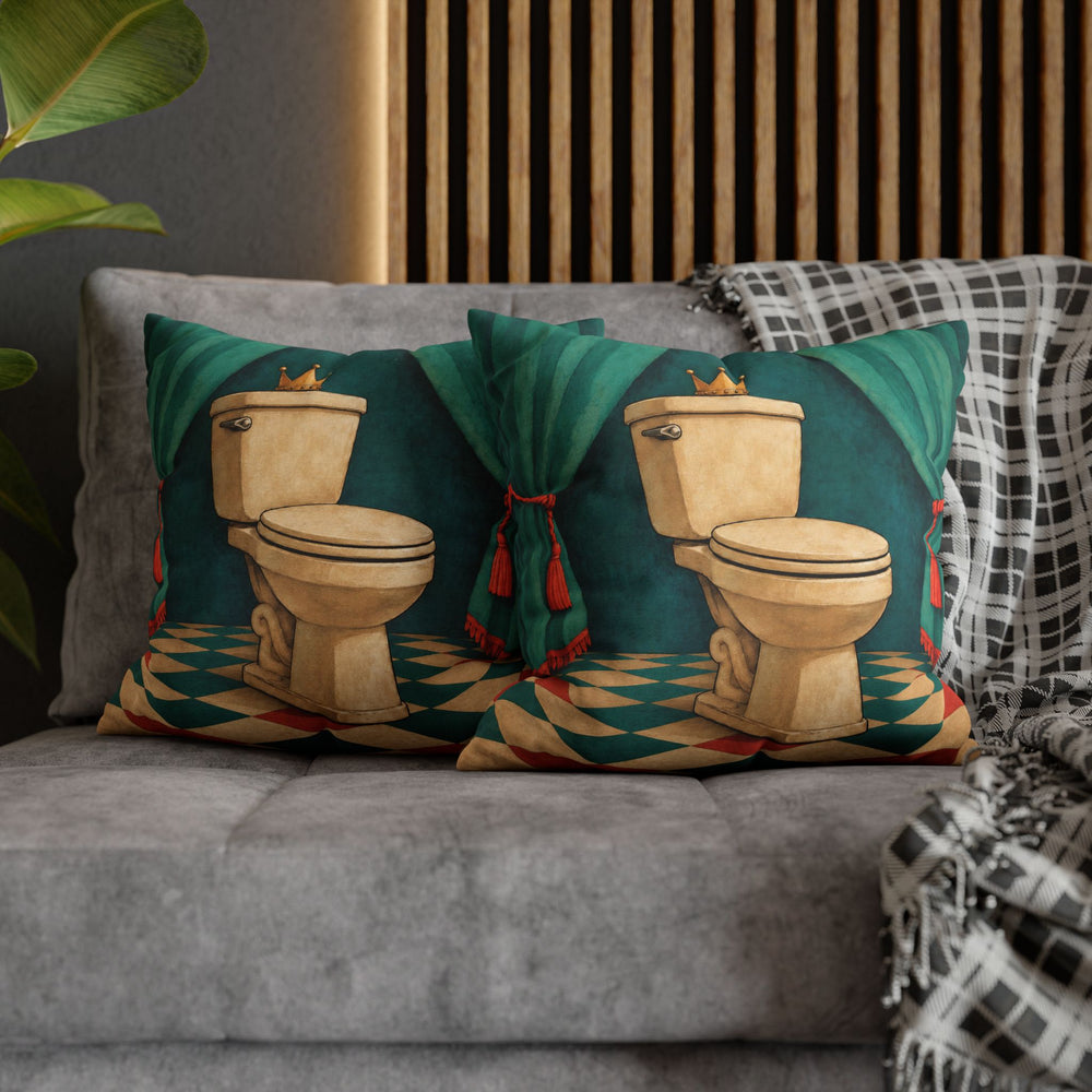 Royal Flush – Funny Toilet Art with a Crowned Porcelain Throne – Pillow / Cover