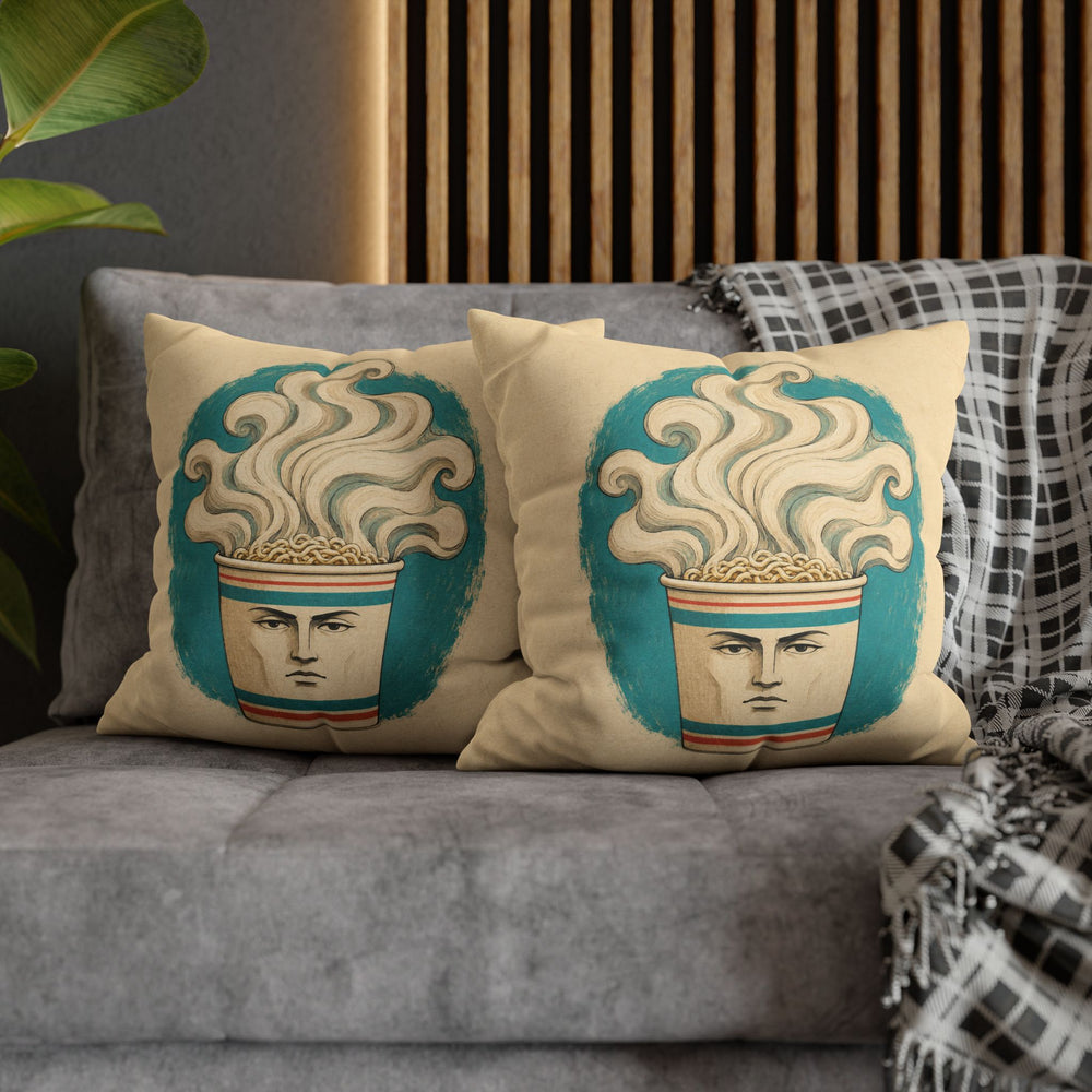 Instant Noodles: A Portrait – Dorm Room Decor with a Heroic Ramen Cup Painting – Pillow / Cover