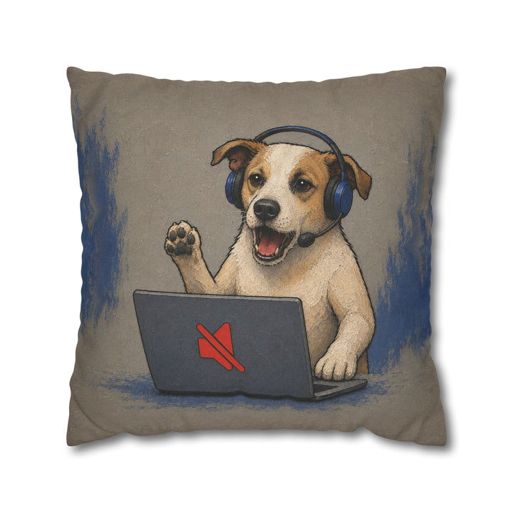 On Mute – Funny Office Decor with a Headset and a Red Icon – Pillow / Cover