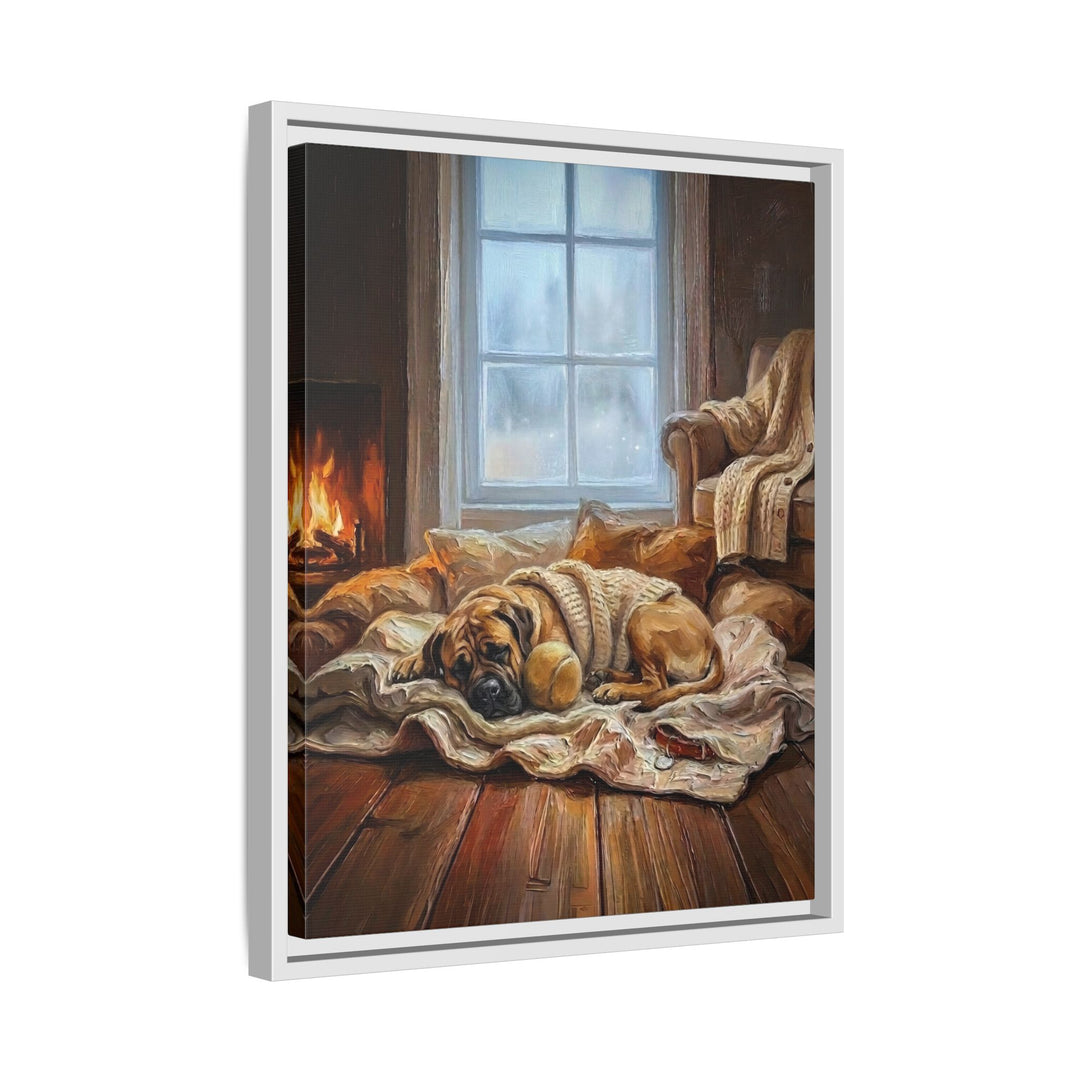 "Calm Memories" - Mastiff Vertical Framed Canvas - Dog Lover Wall Art