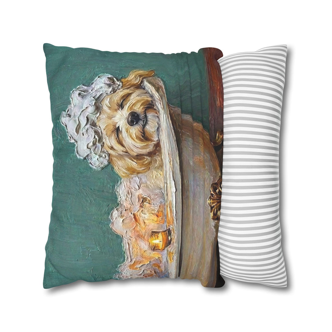 "Spa Day" - Havanese Throw Pillow - Dog Lover Wall Art Home Decor