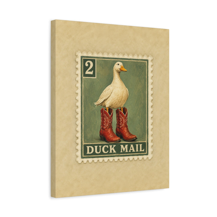 First Class Delivery – Duck Art with an Oversized Painted Stamp – Canvas / Framed Canvas