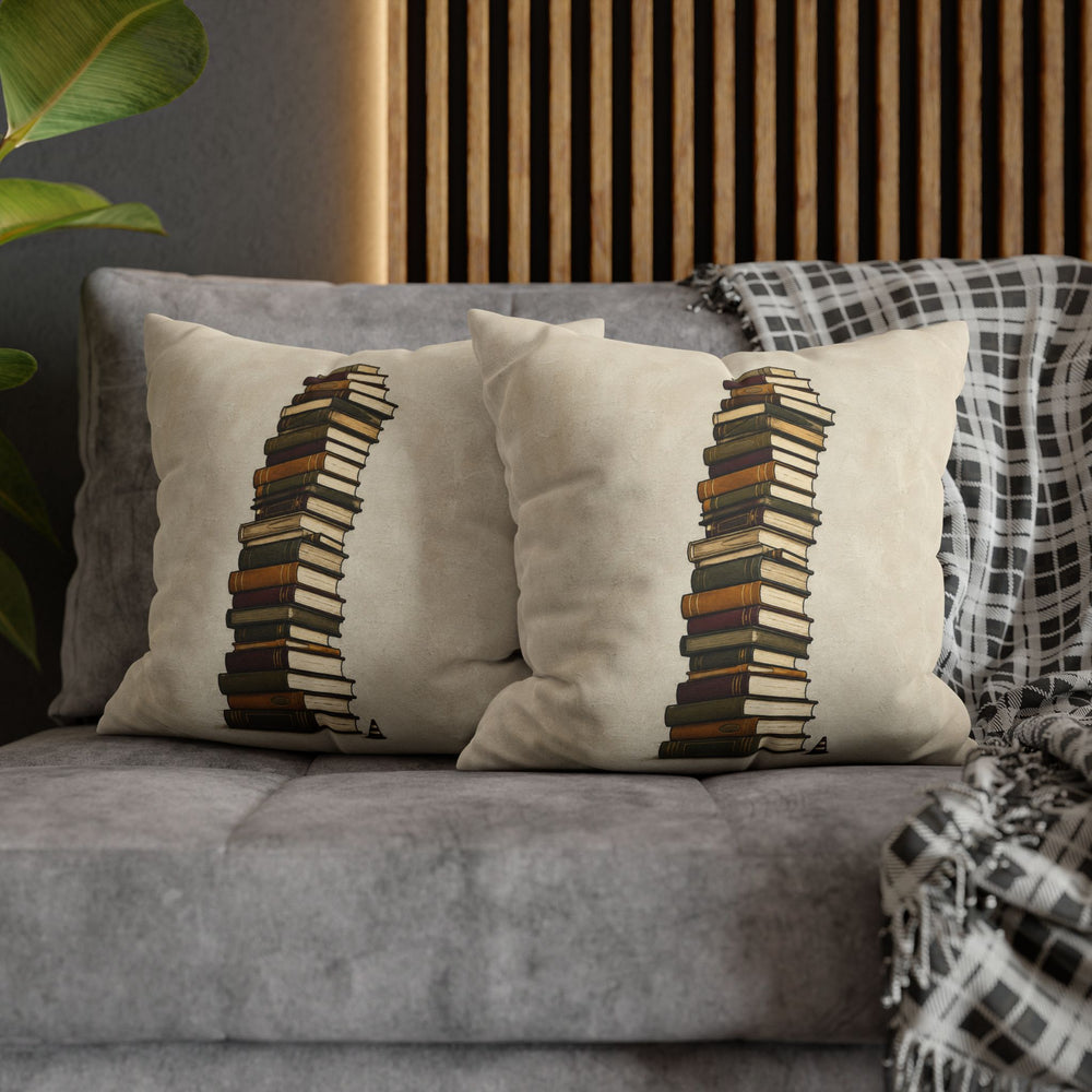TBR Tower – Bookshelf Art with a Leaning Stack and a Cone – Pillow / Cover