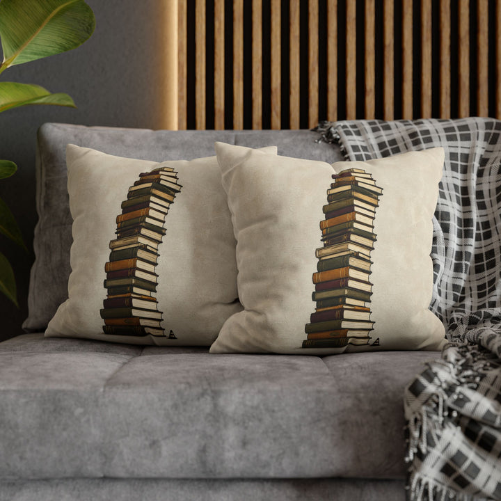 TBR Tower – Bookshelf Art with a Leaning Stack and a Cone – Pillow / Cover