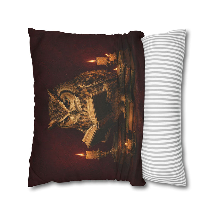 Candlelight Scholar – Dark Academia Decor with an Owl and Dripping Wax – Pillow / Cover