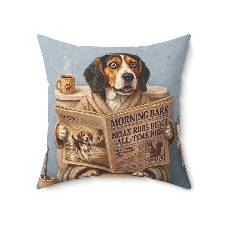 "Morning Business" - Beagle Throw Pillow - Dog Lover Home Decor