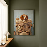 "Morning Business" - Brittany Spaniel Vertical Canvas - Dog Lover Wall Art