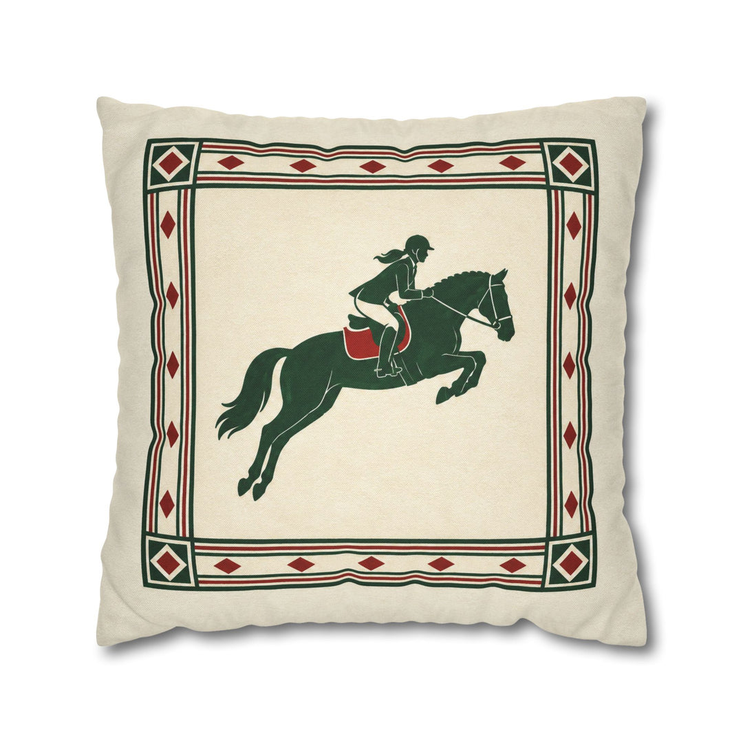 The Steeplechase – Equestrian Decor with an Elegant Silhouette Mid Jump – Pillow / Cover