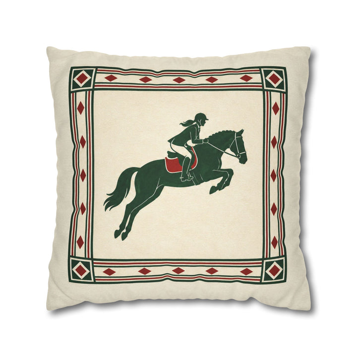 The Steeplechase – Equestrian Decor with an Elegant Silhouette Mid Jump – Pillow / Cover