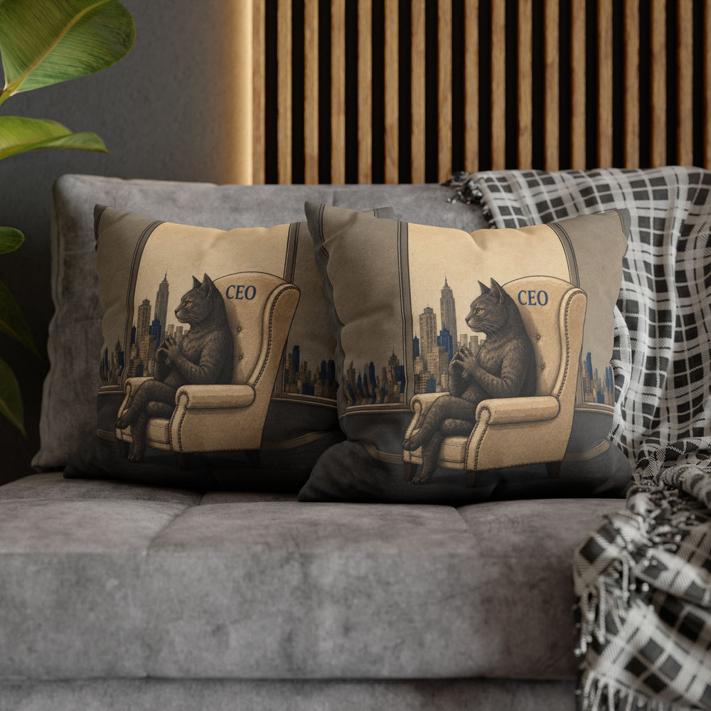 Chief Executive Officer – Funny Office Decor with a Leather Chair and Skyline – Pillow / Cover