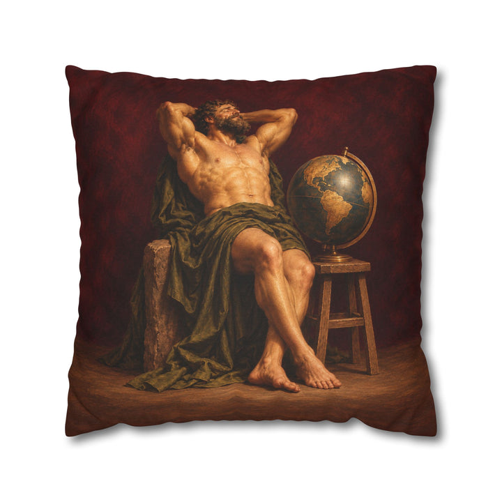 Atlas, On Break – Greek Mythology Wall Art with a Globe Set Down – Pillow / Cover