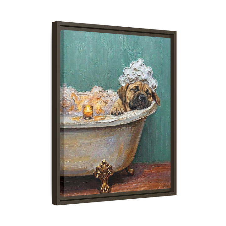 "Spa Day" - Mastiff Vertical Framed Canvas - Dog Lover Wall Art