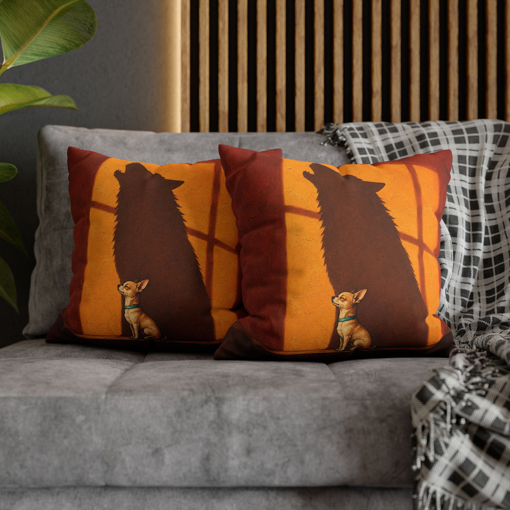 The Inner Wolf – Dog Wall Art with a Tiny Sitter and a Towering Shape – Pillow / Cover
