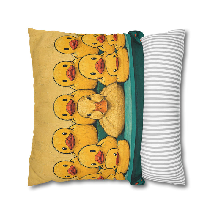 The Duck Collector – Duck Wall Art with a Rubber Fleet in the Bath – Pillow / Cover