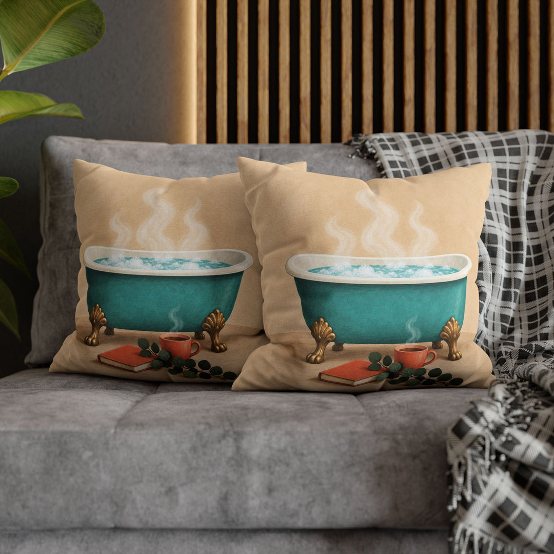 Bubble Bath Still Life – Funny Bathroom Wall Art with a Clawfoot Tub Scene – Pillow / Cover