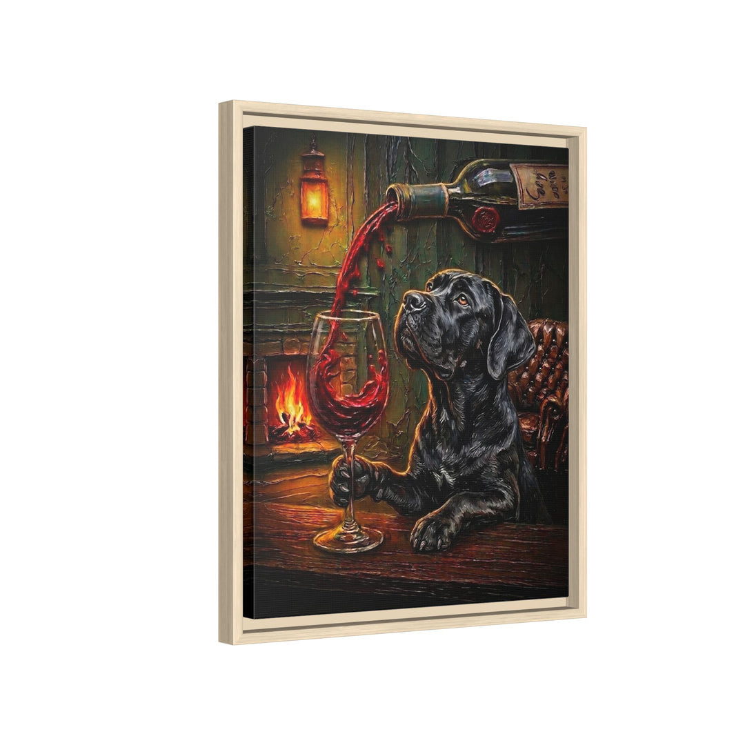 "Wine & Woof" - Cane Corso Vertical Framed Canvas - Dog Lover Wall Art