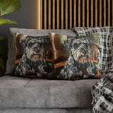 "Before Coffee" - Schnauzer Pillow Cover - Dog Lover Wall Art Home Decor