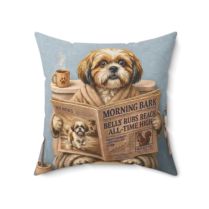 "Morning Business" - Shih Tzu Throw Pillow - Dog Lover Home Decor