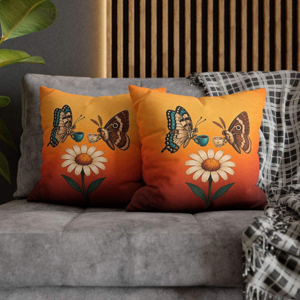 Garden Shift Change – Butterfly Wall Art with a Dusk Handover at a Flower – Pillow / Cover